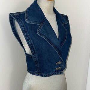 Vintage denim Jean vest crop cropped medium m